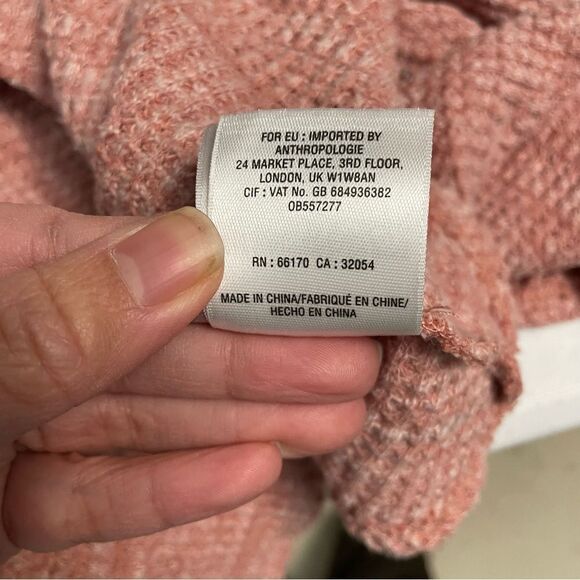 Anthropologie Postmark Heather Pink Maurisa Cowl Neck Peplum Waffle Sweater XS - Picture 9 of 9